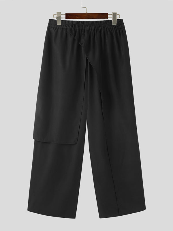 Mens Layered Design Solid Casual Pants SKUK15238