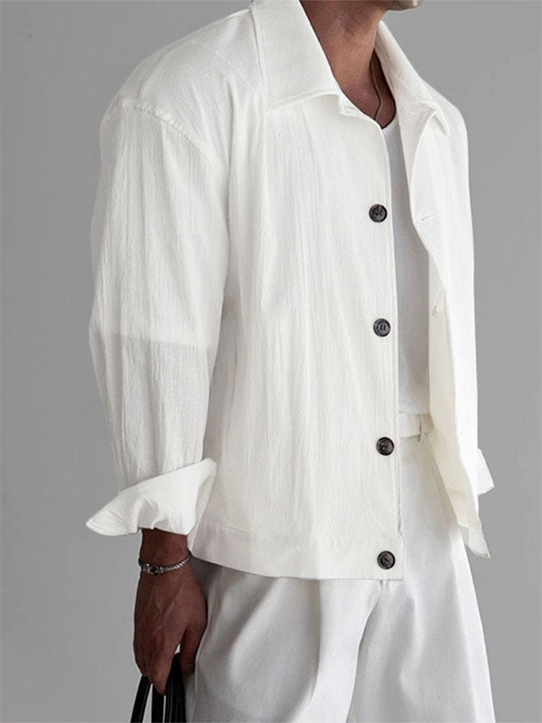 Mens Solid Color Casual Long Sleeve Shirt SKUL06374