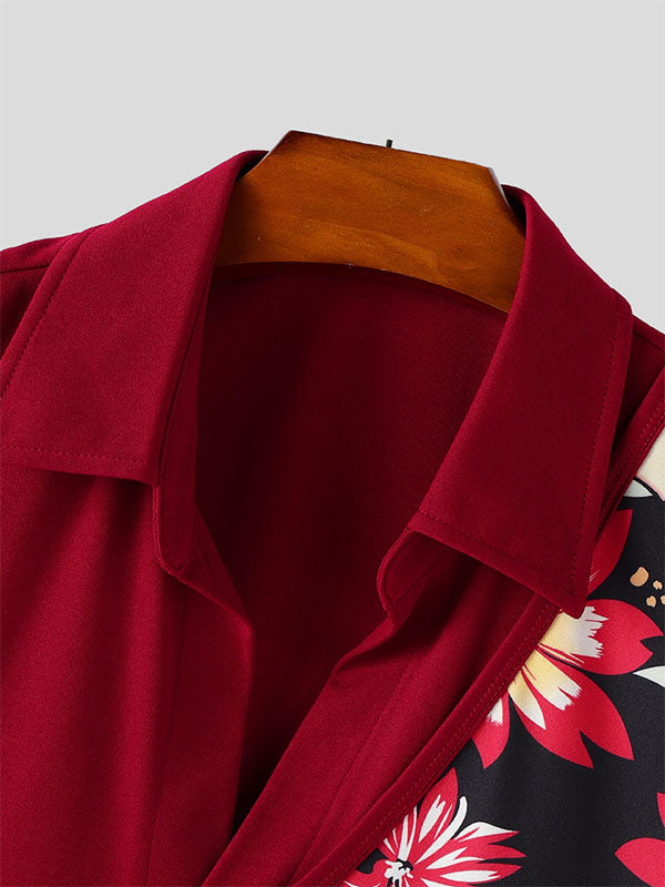 Mens Floral Print Contrast Color Sleeveless Shirt SKUL18004