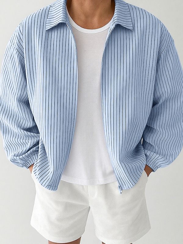 Men's Striped Lightweight Long Sleeve Jacket SKUL35087