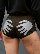 Men's Playful Subculture High-Street Reflective Hand Graphic Short SKUL68417