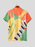Mens Music Instrument Print Revere Collar Shirt SKUK06262