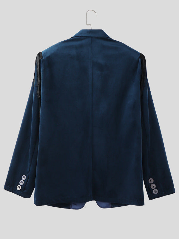 Men's Fringe Patchwork Casual Long Sleeve Blazer SKUL28162