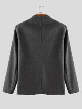 Men's Solid Color Slant Placket Casual Long Sleeve Jacket SKUL29764