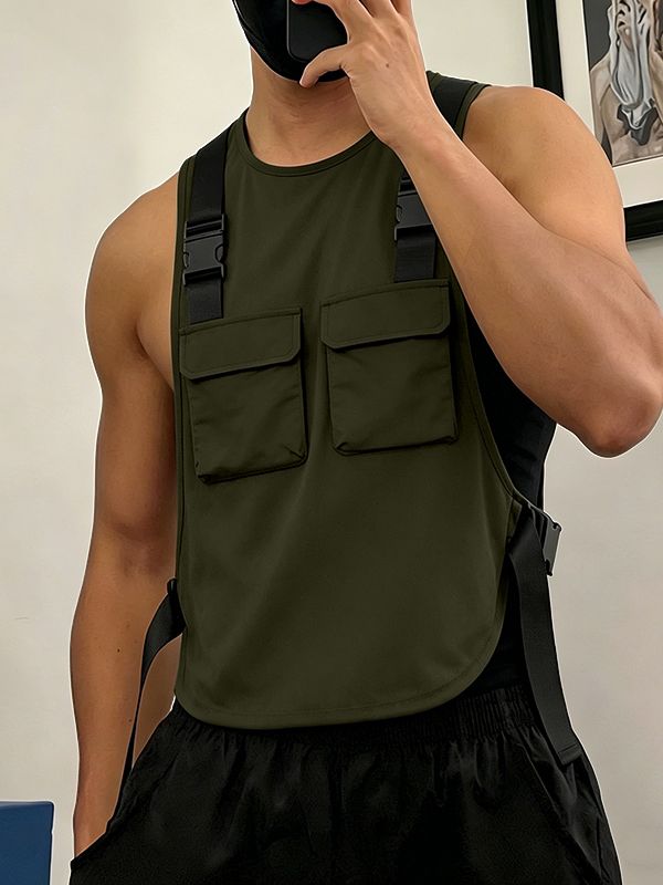 Men's Avant-Garde Deconstructed Tactical Harness Chest Rig Utility Waistcoat SKUL63094