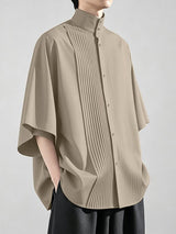 Men's Avant-Garde Accordion-Pleated Batwing Shirt SKUL50543