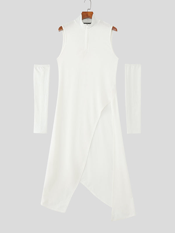 Men's Solid Color Split Hem Casual T-Shirt SKUL25094