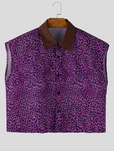 Men's Leopard Print Cropped Sleeveless Shirt SKUL56147