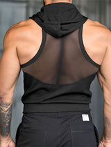 Mens Solid Color Sheer Mesh Hooded Tank SKUL10706