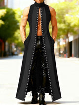 Men's Contrast Color Eyelet Sleeveless Cardigan SKUL47942