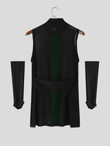 Men's Stripe Contrast Sheer Mesh Tank SKUL23558