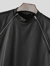 Mens Glitter Zipper Short Sleeve T-Shirt SKUL17041