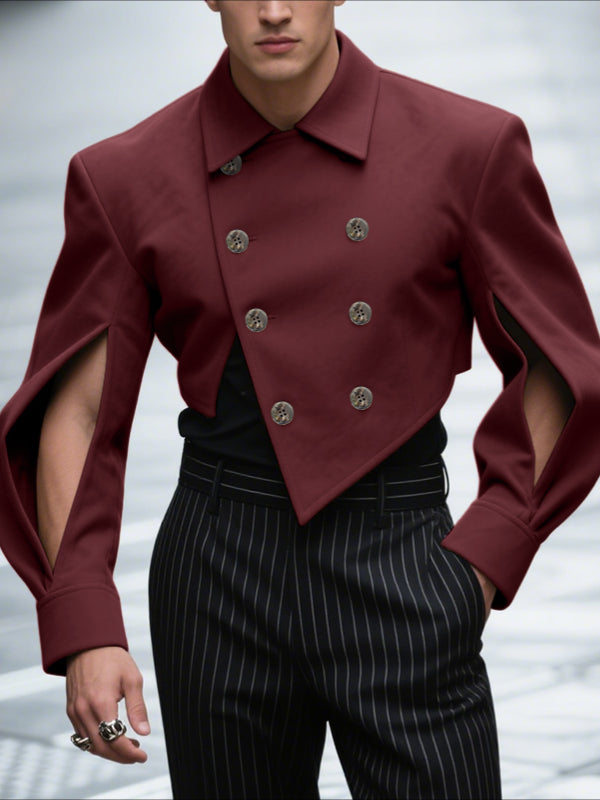 Men's Double Breasted Hollow Long Sleeve Blazer SKUL30291