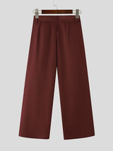 Men's Pleated Layered Chain Decor Wide Leg Pant SKUL35116