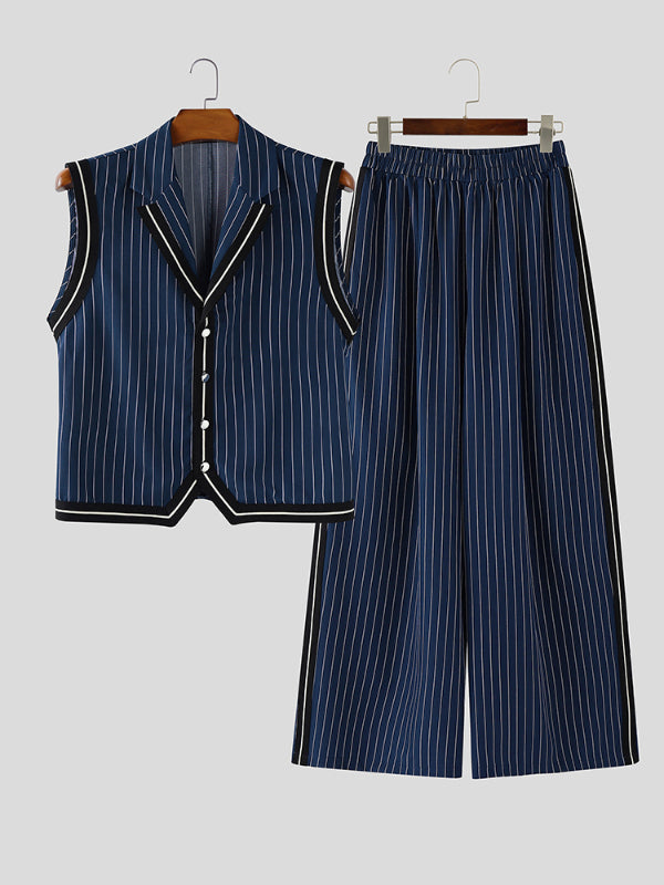 Men's Striped Colorblock Casual Two Pieces Outfit SKUL24745