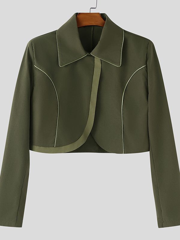 Men's Contrast Cropped Long Sleeve Blazer SKUL46137