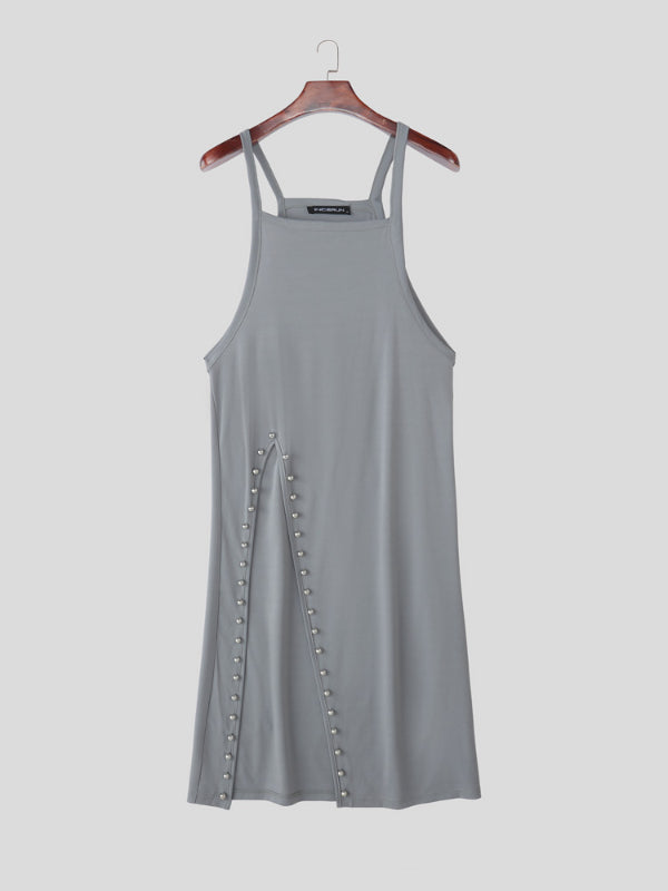 Men's Solid Color Split Hem Casual Tank SKUL27373