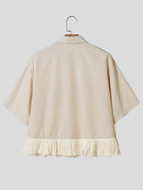 Men's Metal Chain Detail Fringe Patchwork Shirt SKUL54652