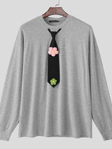 Men's 3D Floral Decor Knit Long Sleeve T-Shirt SKUL39786