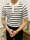 Mens Horizontal Striped Short Sleeve Golf Shirt SKUK07563