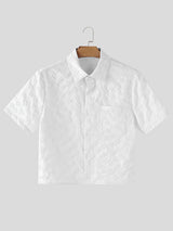 Mens Solid Color Textured Short Sleeve Shirt SKUL17918