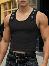 Men's Studded Strap Textured Cropped Tank SKUL57683