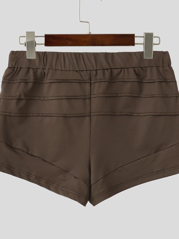 Men's Western Glute-Shaping Trend Multi-Tiered Horizontal Pleated Design Side Split Short SKUL63659
