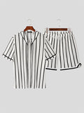 Mens Striped Collarless Two Pieces Outfits SKUK04427