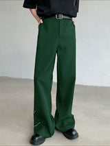 Men's Metal Chain Detail Loose Wide Leg Straight Long Pant SKUL53195