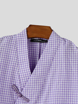 Men's Asymmetric Placket Plaid Frog Button Half Sleeve Cardigan SKUL62020