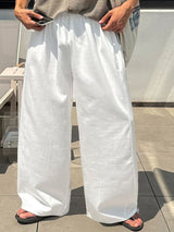 Men's Chill Relaxed City Walk Slub Textured Drawstring Flowing Baggy Pant SKUL84571