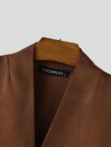 Men's Solid Color V-Neck Short Sleeve Shirt SKUL55448