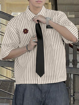 Men's Striped Floral Casual Short Sleeve Shirt SKUL29603