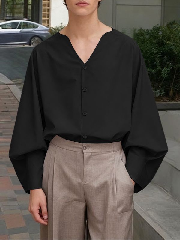 Men's Solid Color Casual Long Sleeve Shirt SKUL47874