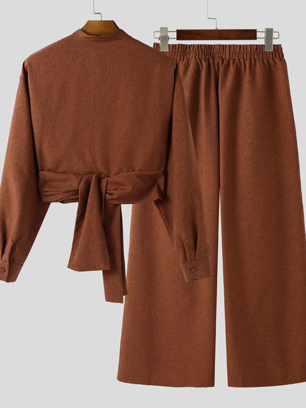 Men's Deconstructed Cropped Two Pieces Outfit SKUL41382