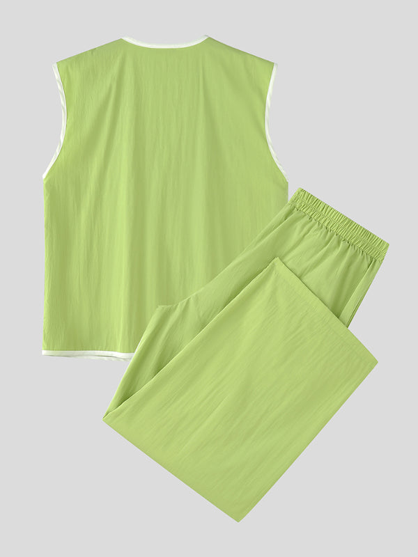 Men's Contrast Stripe Casual Two Pieces Outfit SKUL20995