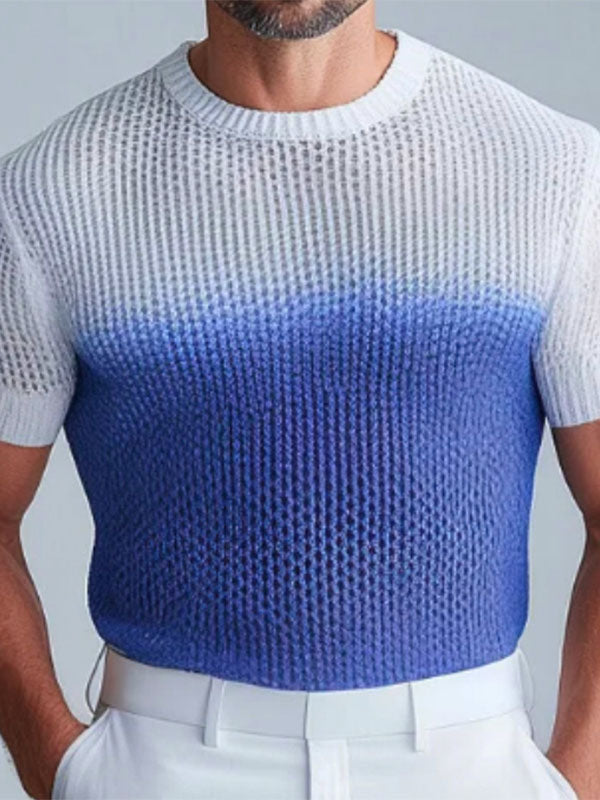 Men's Gradient Color Short Sleeve T-Shirt SKUL19789