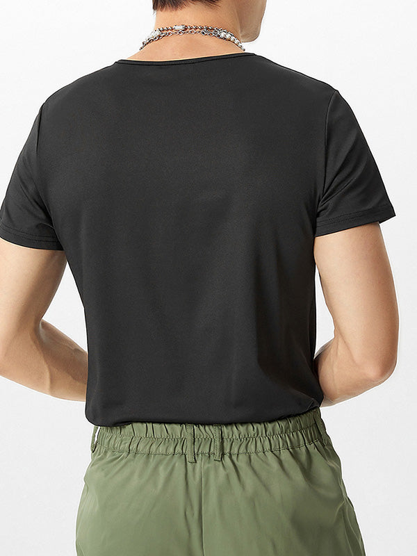 Mens Sexy Solid Color Slim-Fit Bodysuit SKUE53608