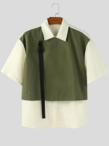 Men's Faux Two Piece Contrast Color Half Sleeve Shirt SKUL41270