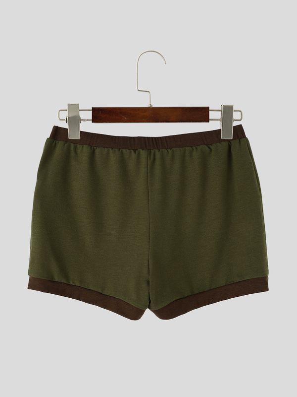 Men's Modern Casual Lounging Contrast Band Button Fly Short SKUL84067