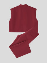 Men's Large Pocket Cropped Casual Two Pieces Outfit SKUL55304