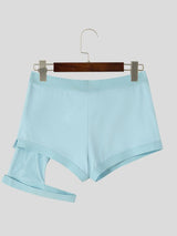 Men's Avant-Garde Sport Pool Party Cutout Thigh Strap Colorblock Short SKUL85265