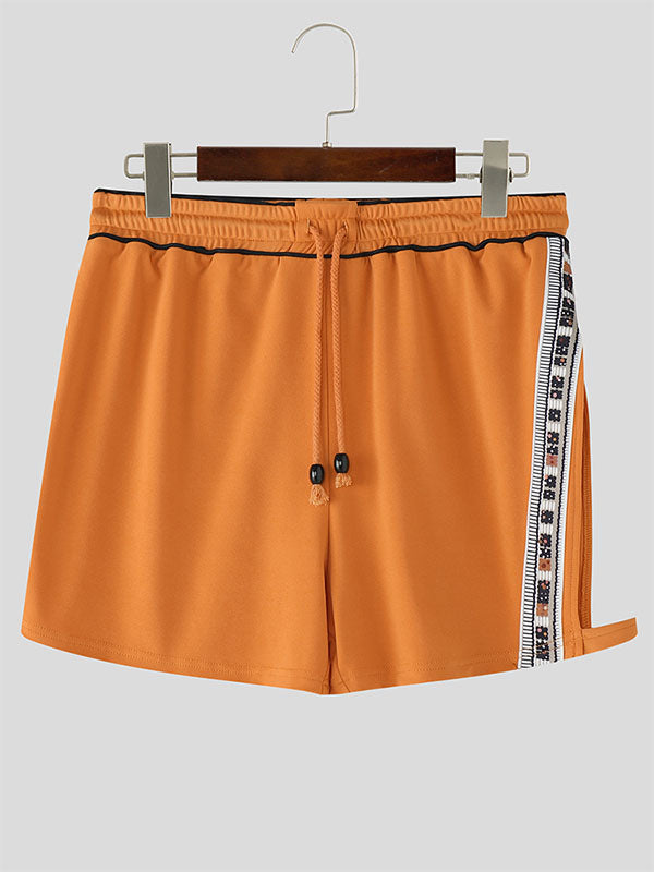 Men's Ethnic Style One-Side Hollow Casual Short SKUL15235