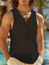 Mens Hollow-Out Mesh Drawstring Casual Tank SKUL17030