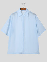 Men's Solid Color Semi Sheer Half Sleeve Shirt SKUL53040