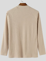 Men's Solid Color Textured Long Sleeve T-Shirt SKUL36783