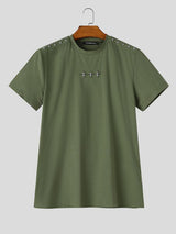 Men's Y2K High-Street Star Studded Shoulder Short Sleeve T-shirt SKUL79233