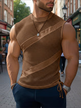 Men's Sheer Mesh Patchwork Side Tie Tank SKUL48619