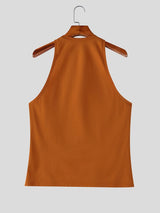 Men's Basic Athletic Muscle Fit Solid Color U-Neck Tank SKUL71395