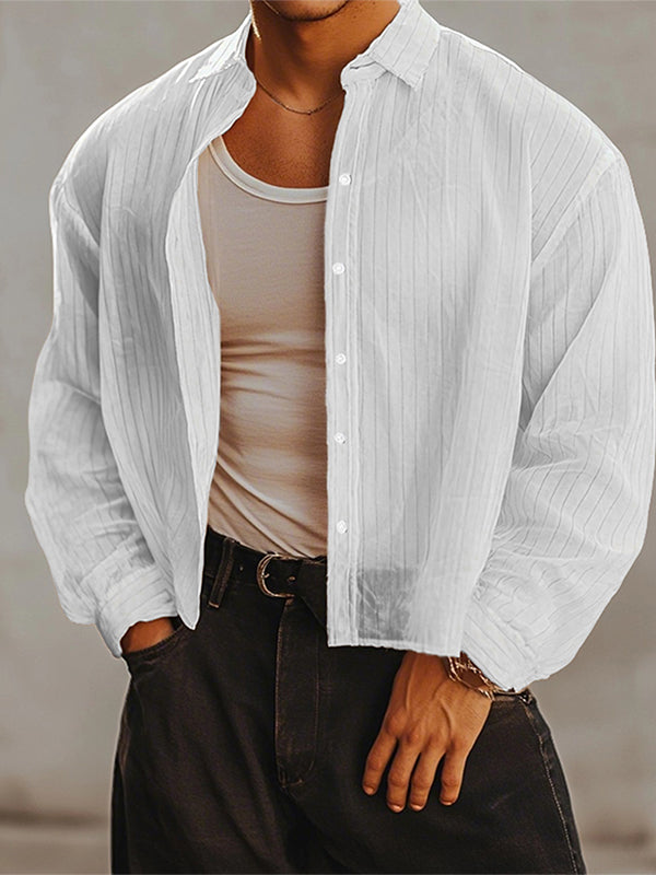 Mens Sheer Striped Long Sleeve Shirt SKUL09387